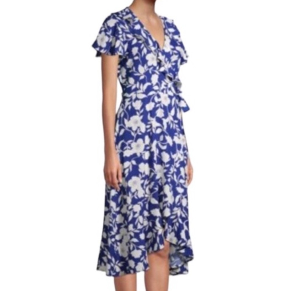 NEW midi WRAP dress blue & white floral print Women’s XXL plus Sz 20